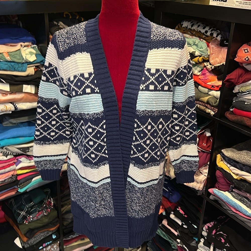 #147. Beautiful blue cardigan. Petite Large